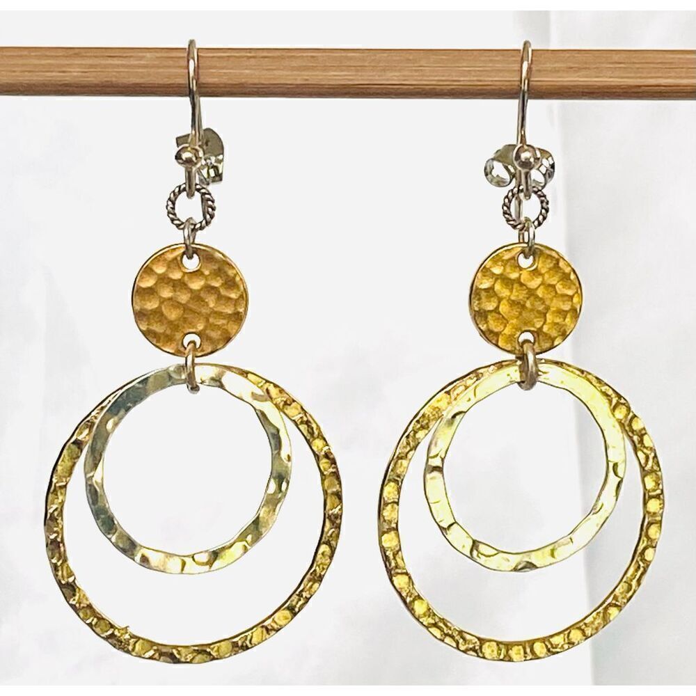 KK# Stunning 2” Sterling 925 Silver Circle Hoop Dangle Earrings